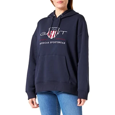 Abbildung von GANT REL Archive Shield Kapuzenpullover, Damen, Größe: Small, Evening blue
