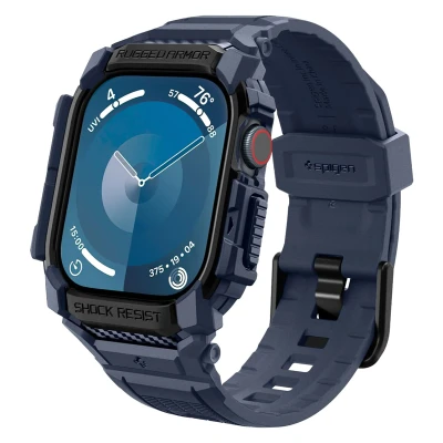 Abbildung von Spigen Rugged Armor Pro Hülle mit Armband Kompatibel Apple Watch 10 46mm (2024) Marineblau