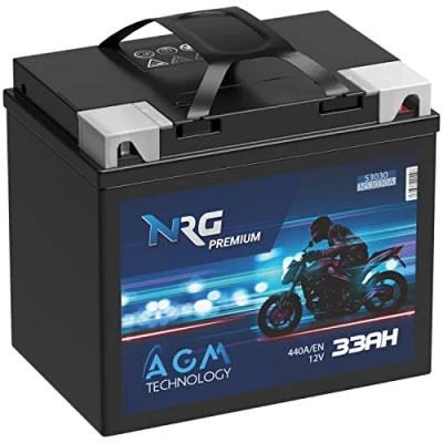 Abbildung von NRG Premium Y60 N30L A AGM Motorradbatterie 33Ah 12V 440A/EN Batterie 53030 auslaufsicher wartungsfrei ersetzt 28Ah 30Ah 32Ah