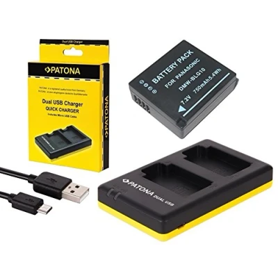 Abbildung von 3in1 SET für die Panasonic Lumix GX80 / DMC GX80H Akku BLG10 + Dual Ladegerät (Laden Sie 2 Akkus via USB Anschluss auf einmal) inkl. PATONA Displaypad
