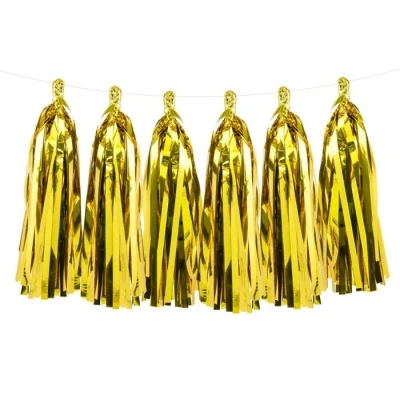 Abbildung von partydeco Hängedekoration Girlande Quasten Gold 12Stk./200cm