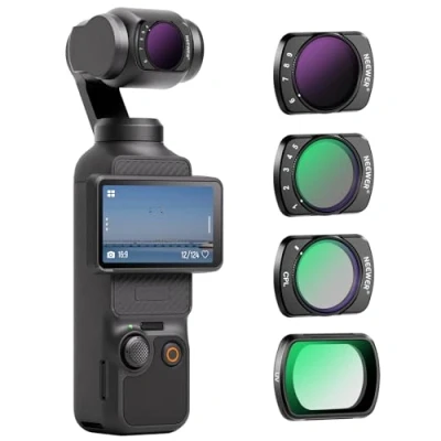 Abbildung von NEEWER Magnetic Variable ND Filter Set Kompatibel mit DJI OSMO Pocket 3, 4 STK. UV CPL ND2 32 (1 5 Blende) ND64 512 (6 9 Neutral Density Zubehör, Multi Coated Optical HD Glass/Aluminium Frame