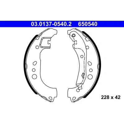 Abbildung von ATE 03.0137 0540.2 Bremsbacken 228 42 mit Hebel SEAT: IBIZA 5, Arona, VOLKSWAGEN: Polo VI