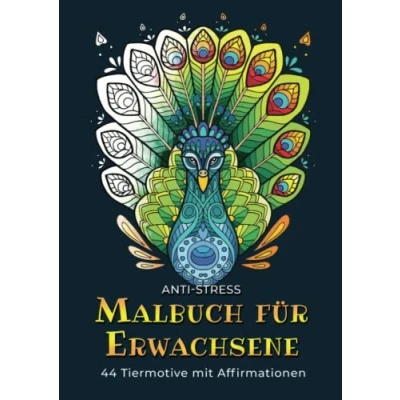Abbildung von Anti Stress Malbuch für Erwachsene: Tiere im Mandala Design 44 Krafttiere mit Affirmationen Zum Ausmalen mehr Achtsamkeit