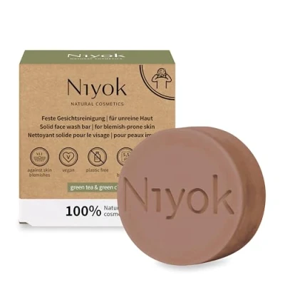 Abbildung von NIYOK Feste Gesichtsreinigung, Grüner Tee &amp; grüne Tonerde, 80g (3er Pack)