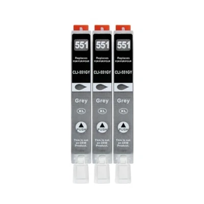 Abbildung von 3 XXL Druckerpatronen kompatibel zu CLI 551 GY Grau für Canon PIXMA IP8750 MG6350 MG7150 MG7550