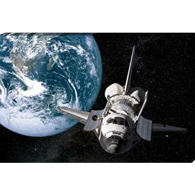 Abbildung von 1art1 Der Weltraum Poster Erde Und Space Shuttle Bilder Leinwand Bild Auf Keilrahmen XXL Wandbild Kunstdruck Als Leinwandbild 120x80 cm