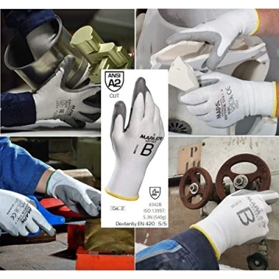 Abbildung von MAPA Professional KRYTECH 579 Polyurethan Handschuhe mit leichter Schnittfestigkeit für die Bereiche Automobilindustrie, Maschinenbau und Papierindustrie, weiß, Größe 10, (1 Paar), Schutzhandschuhe