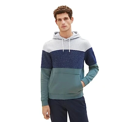 Abbildung von TOM TAILOR Herren 1039889 Hoodie mit Cutline Optik, 19643 green dust, XXL