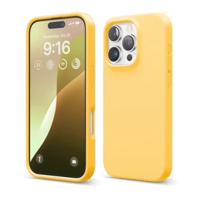 Abbildung von elago Premium Liquid Silikon Hülle Kompatibel mit iPhone 16 Pro Hülle, Ganzkörper Handyhülle, Stoßfest, Schlanke Kratzfester weicher Mikrofaser Innenfutter, 6.3 Zoll (Sunshine)