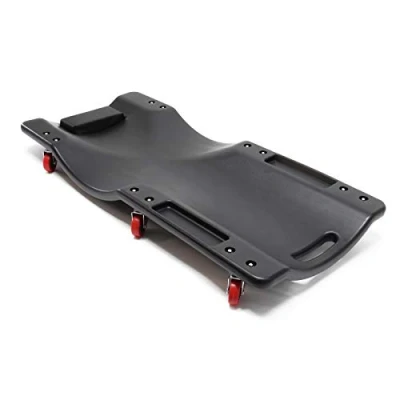 Abbildung von Wiltec Kfz Montageliege 90x40x14,3 cm bis 90 kg aus Kunststoff, Rollbrett mit Abnehmbarer Kopfstütze &amp; Werkzeugfächern, Rollliege, Werkstattliege