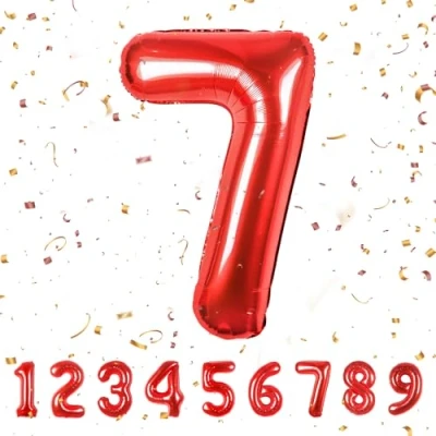 Abbildung von balloon Geburtstag zahlen Rot luftballon 7 jahre Folienballon Riesen in 40&quot; 101cm Geburtstagsdeko Ballon Zahl Deko zum fliegt mit Helium