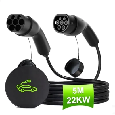 Abbildung von Aiskooc EV Ladekabel mit Aufbewahrungstasche, Modus 3 Typ 2 auf Schnellladekabel, 22KW 32A 5M Elektroauto Ladekabel, Phasen für &amp; PHEV