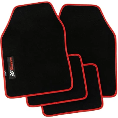Abbildung von PETEX Carbon Autoteppich Universal 4 teilig rot