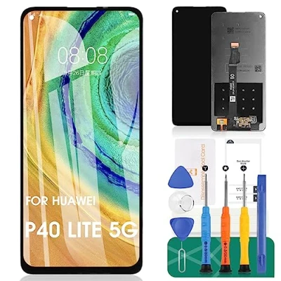Abbildung von SRJTEK Kompatibel für Huawei P40 Lite 5G LCD Display Ersatzteile Assembly CDY NX9A Touch Screen Sensor Digitizer mit Kits (schwarz ohne Rahmen)