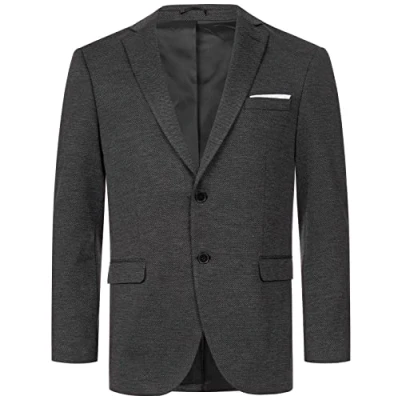 Abbildung von Indumentum Herren Sakko Blazer Sportlich Jacke Jackett Slim Fit Herrensakko Übergangsjacke Herrenblazer Anzugjacke IJS 102 Schwarz XL