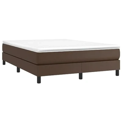 Abbildung von vidaXL Bettgestell, Polsterbett Bett für Schlafzimmer, Bettrahmen mit Lattenrost, Kunstlederbett Doppelbett, Braun 140x200cm Kunstleder