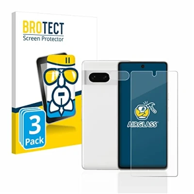 Abbildung von BROTECT Schutzglas für Google Pixel 7 (Display+Kamera) (3 Stück) Schutzfolie Panzer Folie Glas [Extrem Kratzfest 9H, Anti Fingerprint,