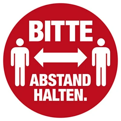 Abbildung von HERMA 12924 Hinweis Aufkleber Bitte Abstand Halten rund, 20 Aufkleber, Ø 10 mm, 4 pro A4 Bogen, selbstklebend, bedruckbar, wetterfest, ablösbar, Hinweisschilder aus Folie, rot