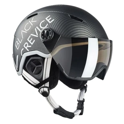 Abbildung von Black Crevice Skihelm Vail mit Visier, matt schwarz Carbon/weiß, L (58 61 cm)…