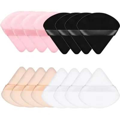Abbildung von 16 Stück Powder Puff,Puderquaste Dreieck,Kosmetik Puder Puff, Waschbar Wiederverwendbar Puderquaste,Nass Trocken Make up Werkzeug für Loses oder Foundation Rouge