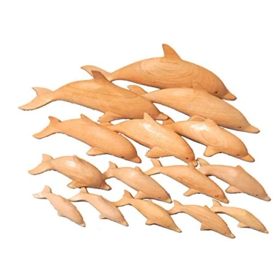 Abbildung von Woru 1 Schwimmender Delfin aus Holz in verschiedenen Größen (ca. 10 cm)