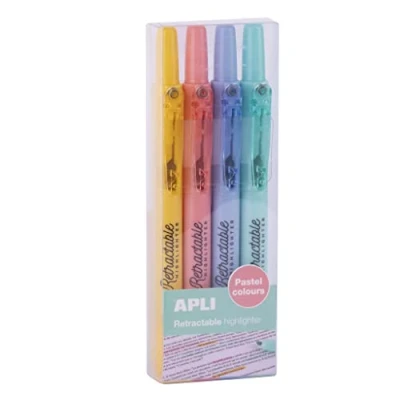 Abbildung von APLI 18933 4 tlg. Textmarker Set mit einziehbaren Keilspitzen in Pastellfarben