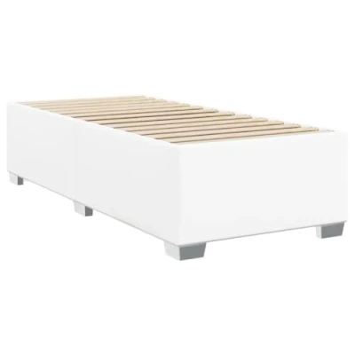 Abbildung von vidaXL Bettgestell, Bettrahmen mit Lattenrost, Polsterbett Bett für Schlafzimmer, Einzelbett Schlafzimmerbett, Weiß 90x190cm Kunstleder