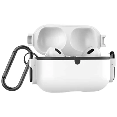 Abbildung von MyGadget Hardcase kompatibel mit Airpods Pro 2. Generation (2022) Hybrid Hülle Silikon Inlay &amp; Klicköffnung robuster stoßfester Bumper Weiß