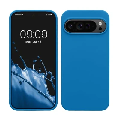 Abbildung von kwmobile Hülle kompatibel mit Google Pixel 9 Pro XL Silikon Handy Case Handyhülle weiche Oberfläche kabelloses Laden Blue Reef