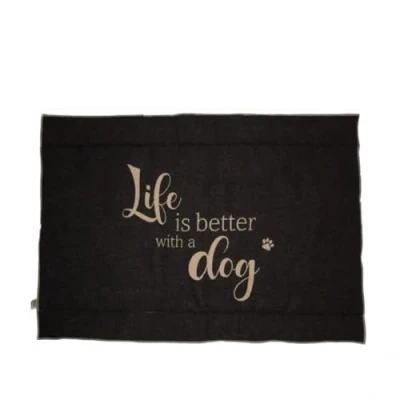 Abbildung von David Fussenegger Hundematte Life is better Grau kuschelige Hundedecke Decke für Hund Herrchen und Frauchen fürs Restaurant Zuh
