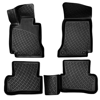 Abbildung von Rizline Passgenau 3D Fussmatten Auto Kompatibel mit Dacia Duster 4X4 2.Gen 2018 2022 Zubehör 1. und 2. Reihe Gummimatten Autos TPE Allwetter Geruchlos rutschfest Vorne Hinten Schwarz