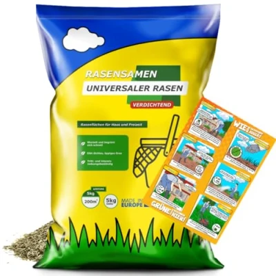 Abbildung von ARPON Rasensamen 20 kg Turbo schnellkeimend für 800m² Universal Grassamen jeden Garten Rasensaat sattgrünen Samen ideal Neuansaat und Nachsaat Robust Gras Rasen Frühjahr