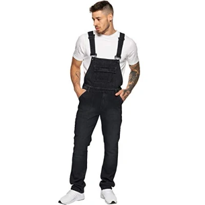 Abbildung von Enzo Herren Ezd390 Ven Denim Dungarees Overalls,Schwarz, 30W