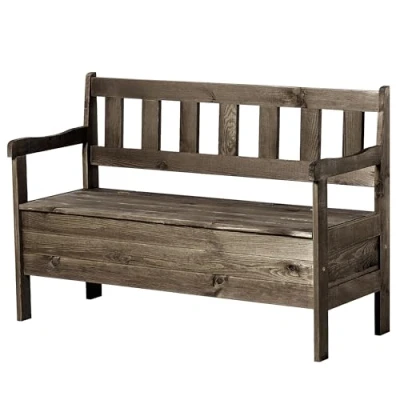 Abbildung von KADAX Gartenbank, 120x47x81,5cm Banktruhe aus Einer Holzfaserplatte, Sitz Bank mit Stauraum und Rücklehne, Wetterfeste Holzbank für Garten, Balkon (120cm/Dunkelbraun)