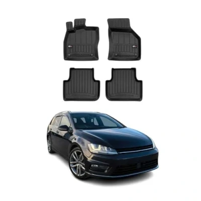 Abbildung von Fußmatten Gummimatten kompatibel mit VW Golf Sportsvan 2014 2020 OMAC Premium 3D Schwarz TPE Gummi