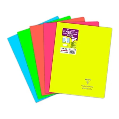 Abbildung von Clairefontaine 981423C Heft Koverbook NEON geheftet Umschlag aus PP blickdicht 24x32cm 48 Blatt, französische Lineatur, farbig sortiert in Neonfarben, 1 Stück