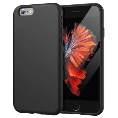Abbildung von JETech Silikon Hülle für iPhone 6s/6 4,7 Zoll, Seidigem Ganzkörper Schutzhülle Case Cover, Stoßfeste Abdeckung mit Mikrofaserfutter (Schwarz)