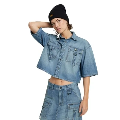 Abbildung von G Star Relaxed Utility Shirt S\S WMN Hemdbluse, Damen, Größe: Small, Sun faded thames