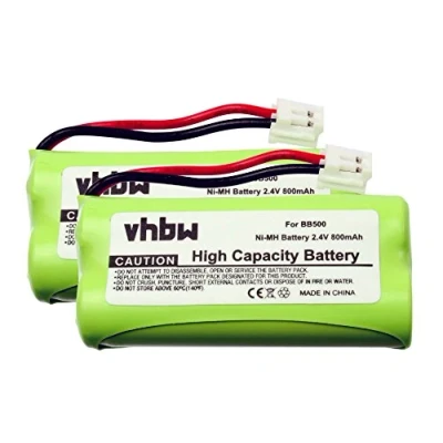 Abbildung von vhbw 2X Akku kompatibel mit Binatone MD2600 schnurlos Festnetz Telefon (800 mAh, 2,4 V, NiMH)