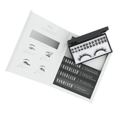 Abbildung von Set zur cluster Wimpern DIY Wimpernverlängerung zu Hause Nanolash komplettes Extension House, 36 Wimpernsegmente + Bonder Sealer Remover Applikator (HEARTBREAKER)