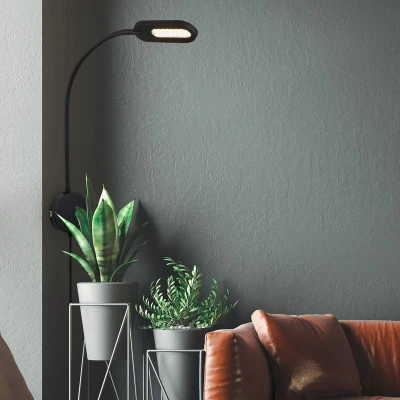 Abbildung von BRILONER Leselampe, Wandleuchte Innen, LED Lampe, Wandlampe Schwenkbar, Dimmbar, Touchbedienung, Steckdosenlampe, Schwarz