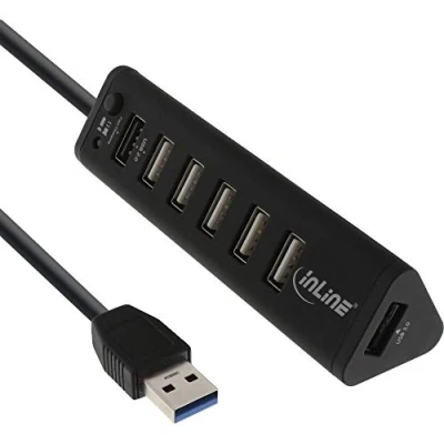 Abbildung von InLine 66763 Smart Hub, 7 fach USB 3.0 / 2.0 Hub mit Schnelllade Anschluss