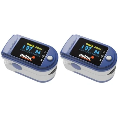 Abbildung von Pulsoximeter PULOX PO 200 Solo in Blau Fingerpulsoximeter für die Messung des Pulses und der Sauerstoffsättigung am Finger (Packung mit 2)