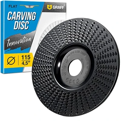 Abbildung von GRAFF Premium Holzfräser Raspelscheibe 125mm für Schnitzen und Schleifen von Holz, Weichholz, Hartholz Holzschleifer Winkelschleifer &amp; Flex Schleifscheibe Holzbearbeitungswerkzeuge