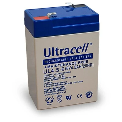 Abbildung von 5X Wentronic Blei Akku (Ultracell) 6 V, 4,5 Ah (Faston 187 4,8mm)