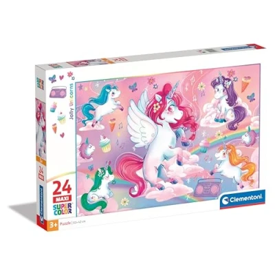 Abbildung von Clementoni® Puzzle Maxi, Noli, Fröhliche Einhörner Supercolor, 24 Puzzleteile, Made in Europe, FSC® schützt Wald weltweit