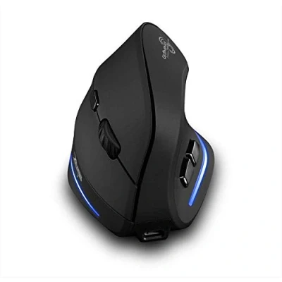 Abbildung von zelotes kabellose Maus,USB LED Maus kabellos,2.4GHz,2400DPI Vertikale Ergonomische Maus,Funkmaus für Laptop,PC,Mac,Wiederaufladbar