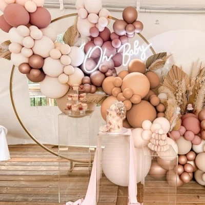 Abbildung von Ballon Girlande Rosa, Retro Rosa Luftballon Set, Blush Nude Aprikose Roségold Pfirsich Ballongirlande Balloons Deko für Mädchen Geburtstag,Babyparty,Verlobung,Hochzeit,Boho Party Dekoration