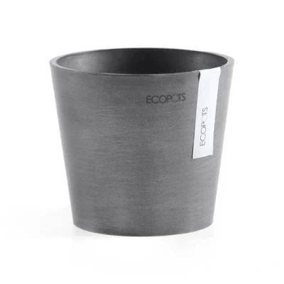 Abbildung von Ecopots Amsterdam mini rund 13 cm grau Pflanzen /Blumentopf
